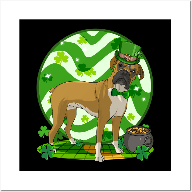 Boxer Dog St Patricks Day Leprechaun Wall Art by Noseking